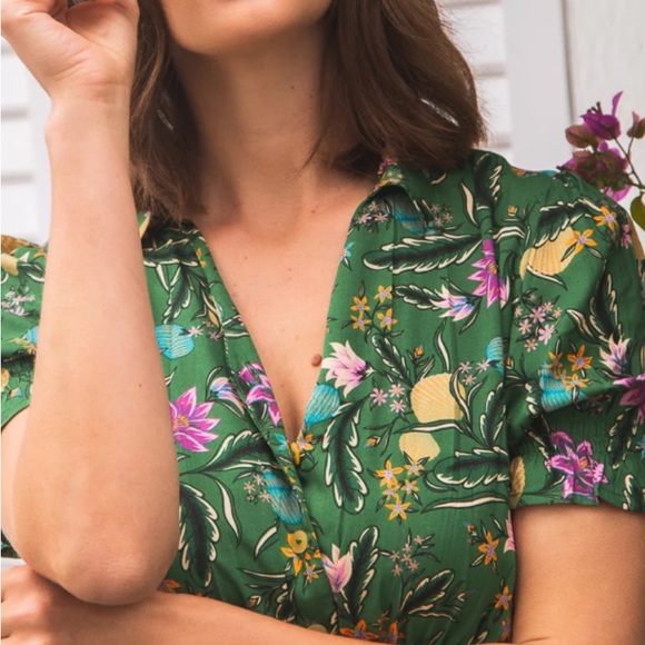 Aurora Midi Dress w/ Pockets in Delmare Tamga Designs Eco-Friendly Sustainable L - Picture 2 of 6